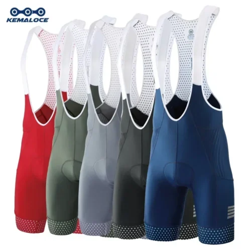 KEMALOCE Men Cycling Bib Shorts Solid Blue&Black 5D Gel