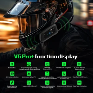 EJEAS V6 PRO+/PLUS Motorcycle Helmet Bluetooth Walkie Talkie